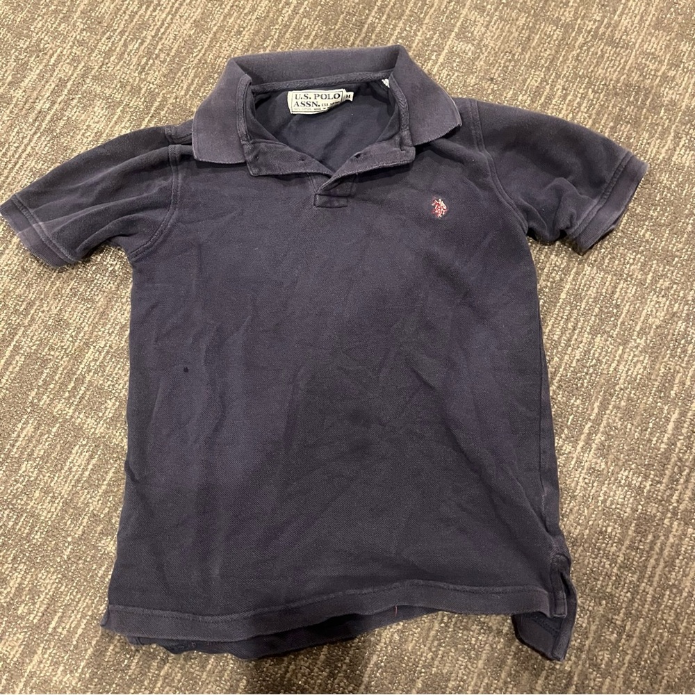 U.S. Polo Assn. Navy Blue Short-Sleeve Polo with Red Logo